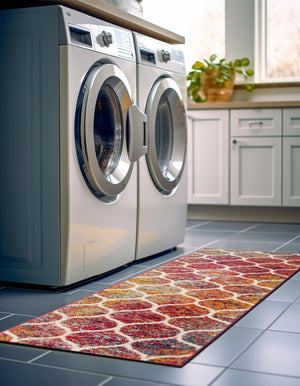 Multicolor 2' 7 x 11' Trellis Frieze Runner Area Rug Geometric Modern Unique Stain Resistant Easy Clean Carpet for Living, Dining, Bedrooms, Office for Sale at Rug Engine