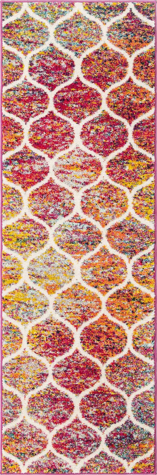 Multicolor 2' x 6' 1 Trellis Frieze Runner Area Rug Geometric Modern Unique Stain Resistant Easy Clean Carpet for Living, Dining, Bedrooms, Office for Sale at Rug Engine