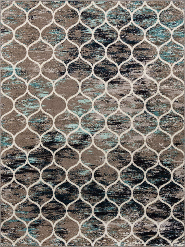 Blue Multicolor 10' x 13' 1 Trellis Frieze Rectangle Area Rug Geometric Modern Unique Stain Resistant Easy Clean Carpet for Living, Dining, Bedrooms, Office for Sale at Rug Engine