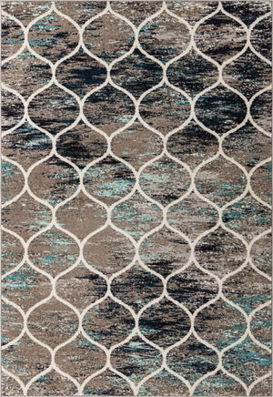 Blue Multicolor 7' 1 x 10' Trellis Frieze Rectangle Area Rug Geometric Modern Unique Stain Resistant Easy Clean Carpet for Living, Dining, Bedrooms, Office for Sale at Rug Engine