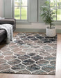 Blue Multicolor 6' 1 x 9' Trellis Frieze Rectangle Area Rug Geometric Modern Unique Stain Resistant Easy Clean Carpet for Living, Dining, Bedrooms, Office for Sale at Rug Engine
