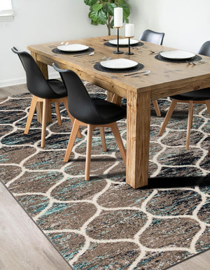 Blue Multicolor 10' x 13' 1 Trellis Frieze Rectangle Area Rug Geometric Modern Unique Stain Resistant Easy Clean Carpet for Living, Dining, Bedrooms, Office for Sale at Rug Engine