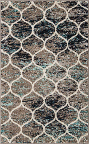 Blue Multicolor 3' 1 x 5' 3 Trellis Frieze Rectangle Area Rug Geometric Modern Unique Stain Resistant Easy Clean Carpet for Living, Dining, Bedrooms, Office for Sale at Rug Engine