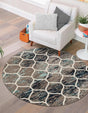 Blue Multicolor 7' 1 x 7' 1 Trellis Frieze Round Area Rug Geometric Modern Unique Stain Resistant Easy Clean Carpet for Living, Dining, Bedrooms, Office for Sale at Rug Engine