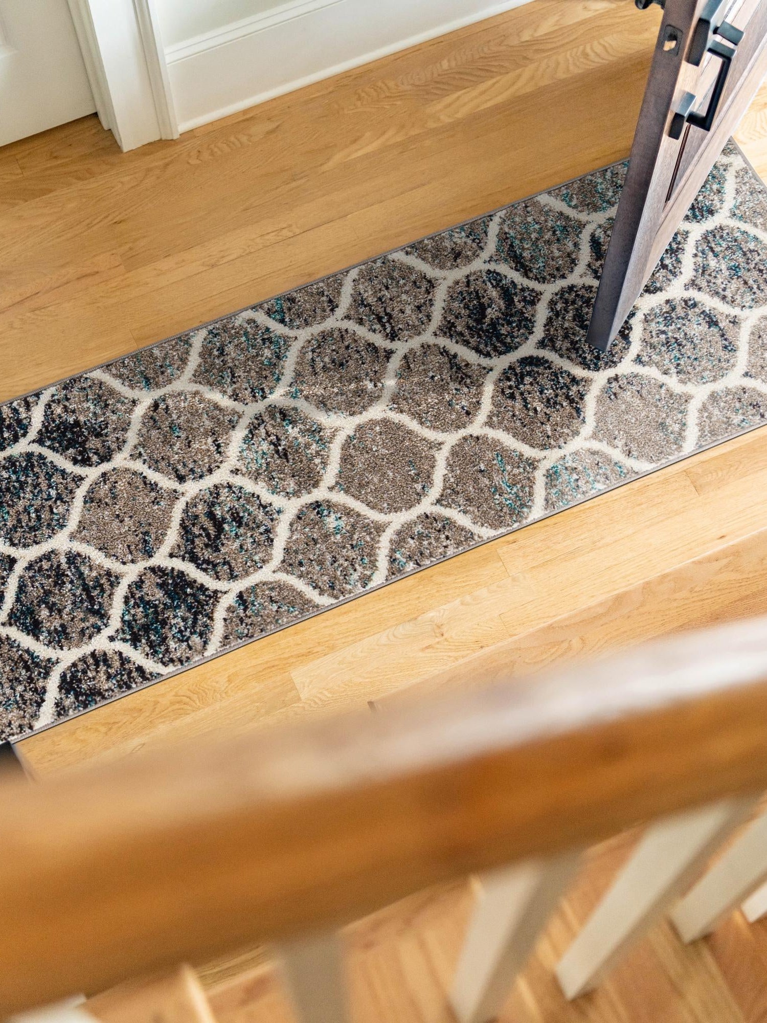 Blue Multicolor 2' 7 x 12' Trellis Frieze Runner Area Rug Geometric Modern Unique Stain Resistant Easy Clean Carpet for Living, Dining, Bedrooms, Office for Sale at Rug Engine