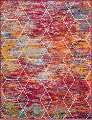 Multicolor 10' x 13' 1 Trellis Frieze Rectangle Area Rug Geometric Modern Unique Stain Resistant Easy Clean Carpet for Living, Dining, Bedrooms, Office for Sale at Rug Engine