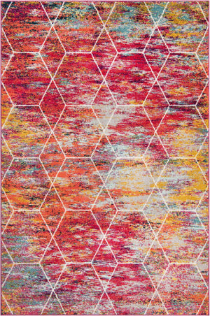 Multicolor 6' 1 x 9' Trellis Frieze Rectangle Area Rug Geometric Modern Unique Stain Resistant Easy Clean Carpet for Living, Dining, Bedrooms, Office for Sale at Rug Engine