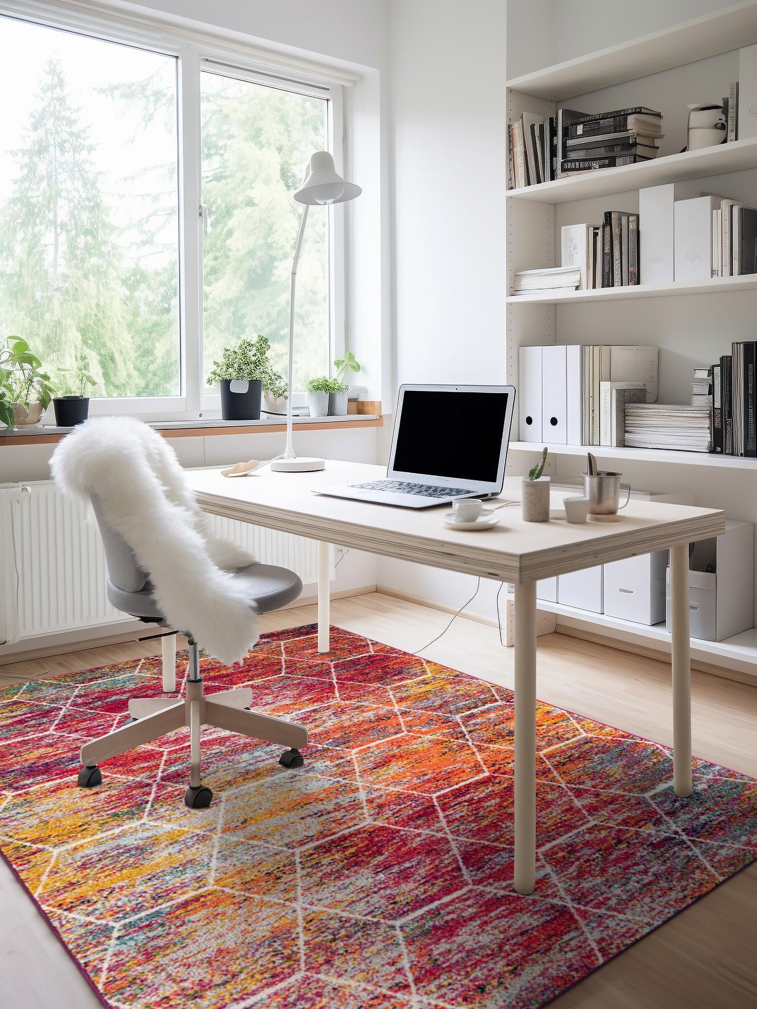 Multicolor 7' 10 x 10' Trellis Frieze Rectangle Area Rug Geometric Modern Unique Stain Resistant Easy Clean Carpet for Living, Dining, Bedrooms, Office for Sale at Rug Engine