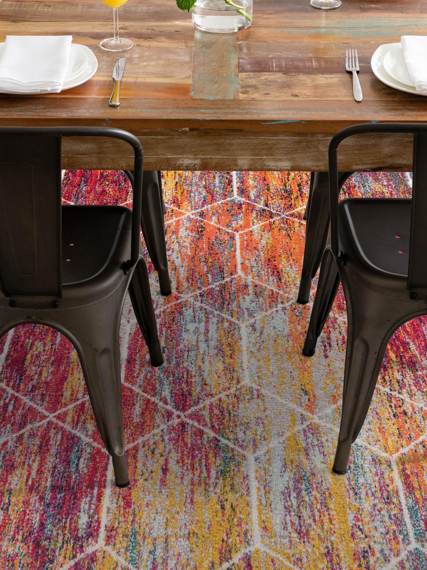 Multicolor 7' 10 x 10' Trellis Frieze Rectangle Area Rug Geometric Modern Unique Stain Resistant Easy Clean Carpet for Living, Dining, Bedrooms, Office for Sale at Rug Engine
