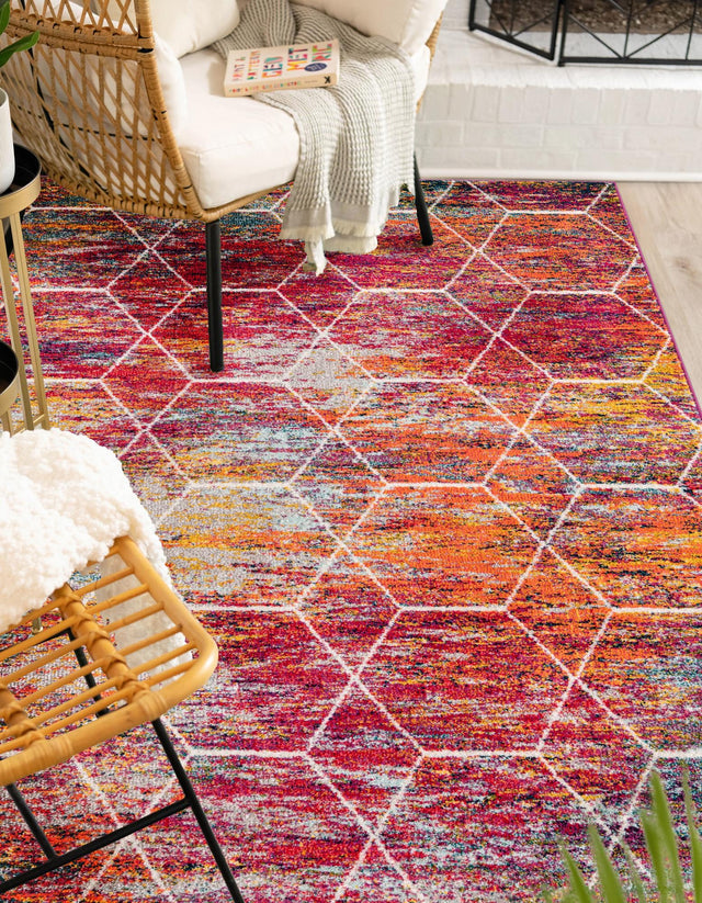 Multicolor 7' 10 x 10' Trellis Frieze Rectangle Area Rug Geometric Modern Unique Stain Resistant Easy Clean Carpet for Living, Dining, Bedrooms, Office for Sale at Rug Engine