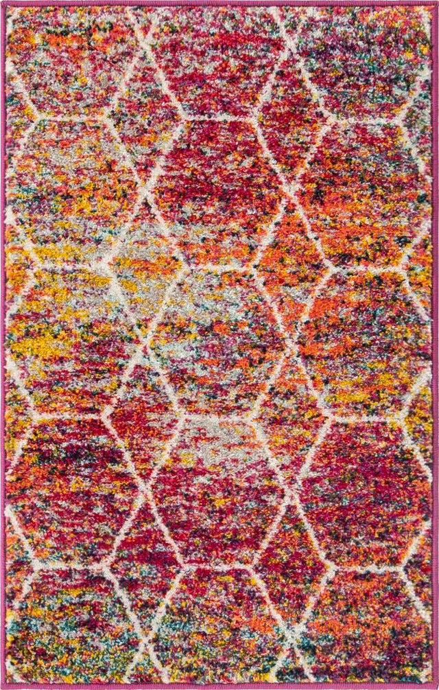 Multicolor 2' x 3' 1 Trellis Frieze Rectangle Area Rug Geometric Modern Unique Stain Resistant Easy Clean Carpet for Living, Dining, Bedrooms, Office for Sale at Rug Engine