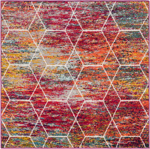 Multicolor 5' 3 x 5' 3 Trellis Frieze Square Area Rug Geometric Modern Unique Stain Resistant Easy Clean Carpet for Living, Dining, Bedrooms, Office for Sale at Rug Engine