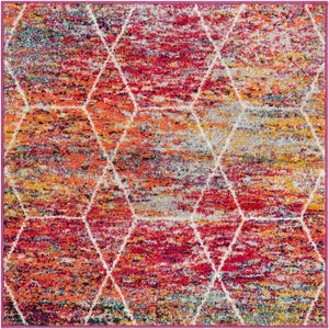 Multicolor 3' 1 x 3' 1 Trellis Frieze Square Area Rug Geometric Modern Unique Stain Resistant Easy Clean Carpet for Living, Dining, Bedrooms, Office for Sale at Rug Engine