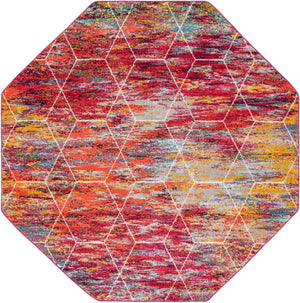 Multicolor 7' 10 x 7' 10 Trellis Frieze Octagon Area Rug Geometric Modern Unique Stain Resistant Easy Clean Carpet for Living, Dining, Bedrooms, Office for Sale at Rug Engine