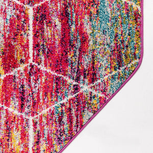 Multicolor 4' 1 x 4' 1 Trellis Frieze Octagon Area Rug Geometric Modern Unique Stain Resistant Easy Clean Carpet for Living, Dining, Bedrooms, Office for Sale at Rug Engine