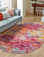 Multicolor 7' 1 x 10' Trellis Frieze Oval Area Rug Geometric Modern Unique Stain Resistant Easy Clean Carpet for Living, Dining, Bedrooms, Office for Sale at Rug Engine