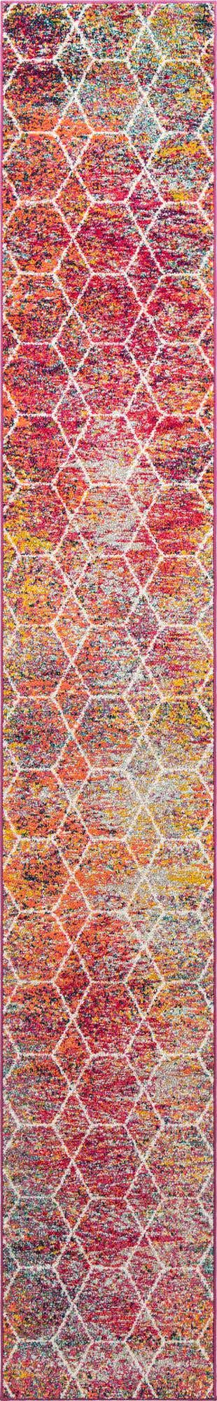 Multicolor 2' x 13' 1 Trellis Frieze Runner Area Rug Geometric Modern Unique Stain Resistant Easy Clean Carpet for Living, Dining, Bedrooms, Office for Sale at Rug Engine