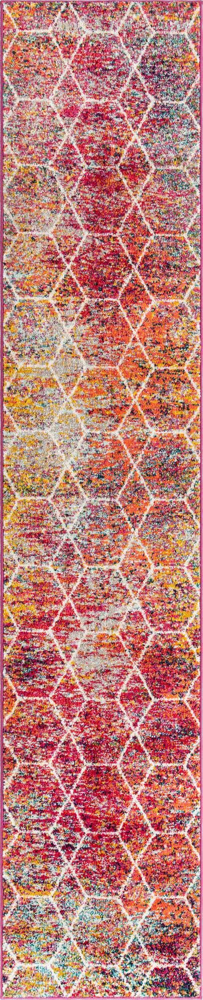 Multicolor 2' x 10' Trellis Frieze Runner Area Rug Geometric Modern Unique Stain Resistant Easy Clean Carpet for Living, Dining, Bedrooms, Office for Sale at Rug Engine