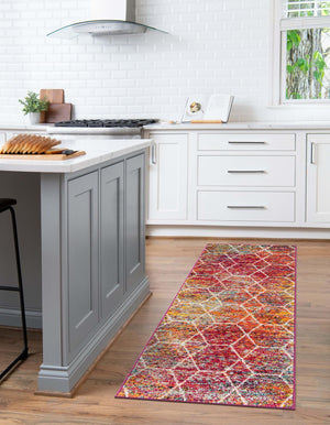 Multicolor 2' x 5' 1 Trellis Frieze Runner Area Rug Geometric Modern Unique Stain Resistant Easy Clean Carpet for Living, Dining, Bedrooms, Office for Sale at Rug Engine