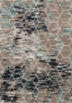 Blue Multicolor 10' x 14' 1 Trellis Frieze Rectangle Area Rug Geometric Modern Unique Stain Resistant Easy Clean Carpet for Living, Dining, Bedrooms, Office for Sale at Rug Engine