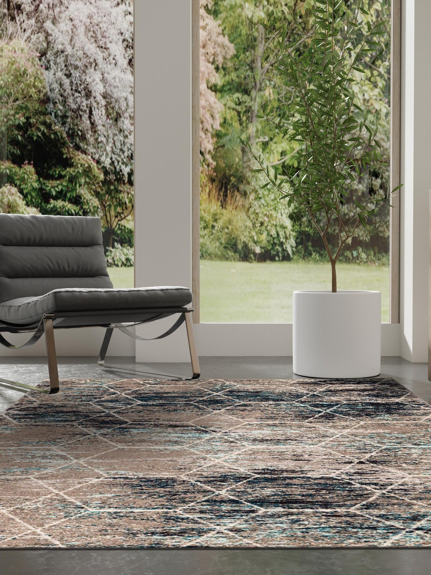 Blue Multicolor 10' x 13' 1 Trellis Frieze Rectangle Area Rug Geometric Modern Unique Stain Resistant Easy Clean Carpet for Living, Dining, Bedrooms, Office for Sale at Rug Engine