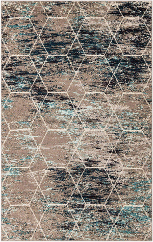 Blue Multicolor 5' 3 x 8' Trellis Frieze Rectangle Area Rug Geometric Modern Unique Stain Resistant Easy Clean Carpet for Living, Dining, Bedrooms, Office for Sale at Rug Engine
