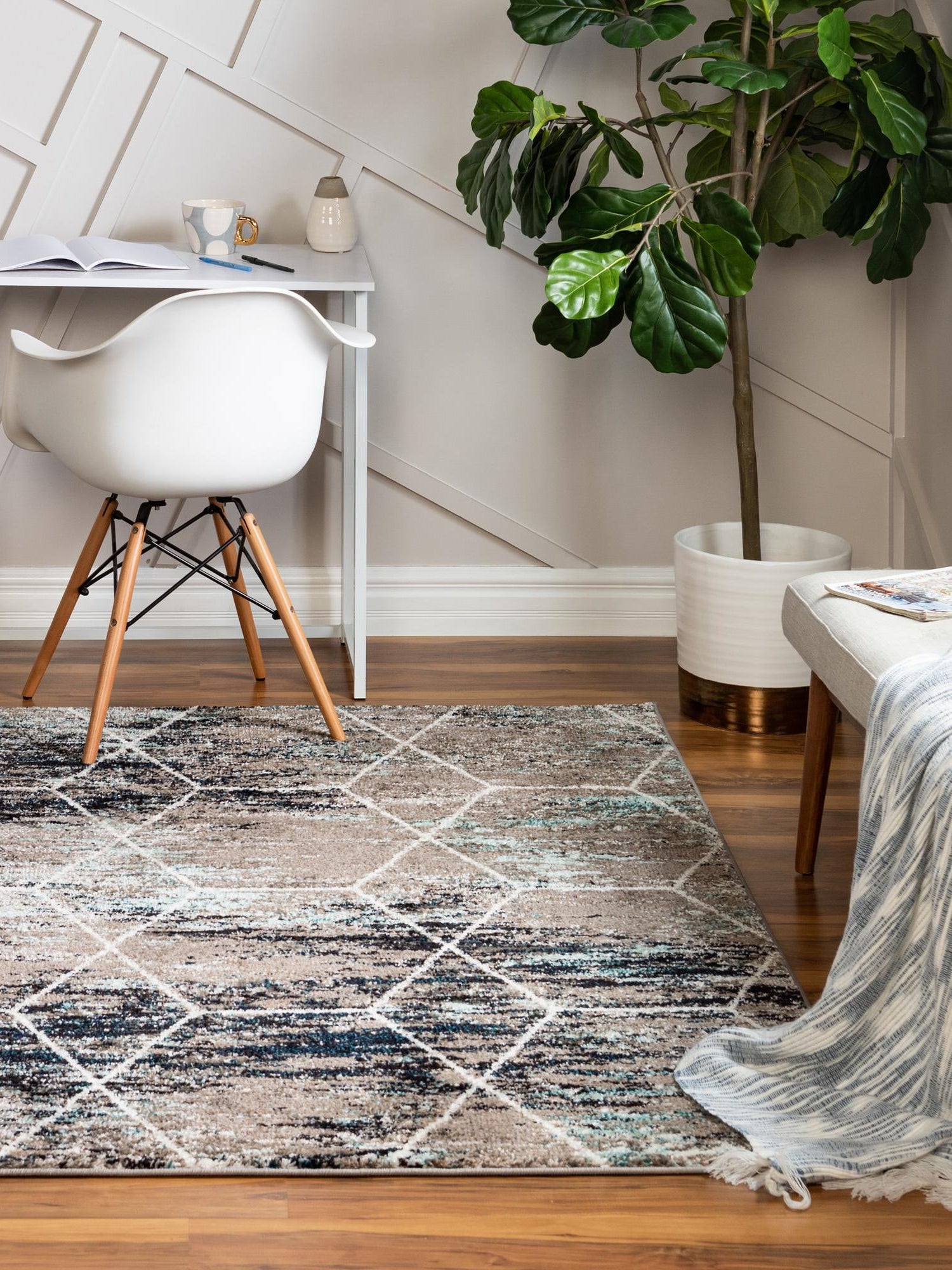 Blue Multicolor 10' x 10' Trellis Frieze Square Area Rug Geometric Modern Unique Stain Resistant Easy Clean Carpet for Living, Dining, Bedrooms, Office for Sale at Rug Engine