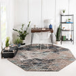 Blue Multicolor 6' 1 x 6' 1 Trellis Frieze Octagon Area Rug Geometric Modern Unique Stain Resistant Easy Clean Carpet for Living, Dining, Bedrooms, Office for Sale at Rug Engine