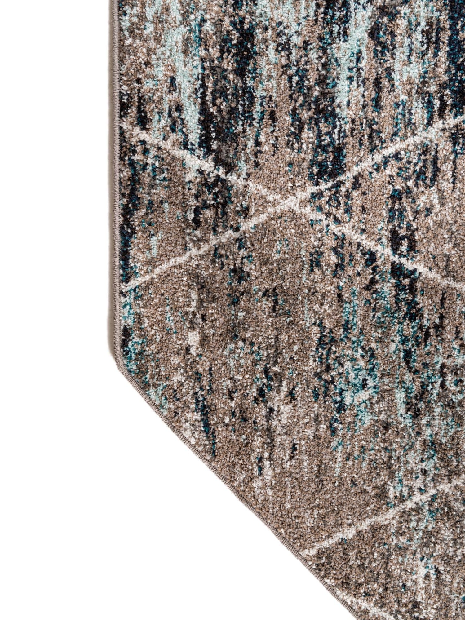 Blue Multicolor 4' 1 x 4' 1 Trellis Frieze Octagon Area Rug Geometric Modern Unique Stain Resistant Easy Clean Carpet for Living, Dining, Bedrooms, Office for Sale at Rug Engine