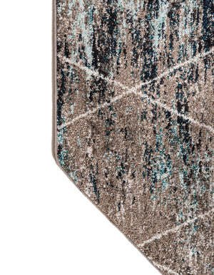 Blue Multicolor 7' 10 x 7' 10 Trellis Frieze Octagon Area Rug Geometric Modern Unique Stain Resistant Easy Clean Carpet for Living, Dining, Bedrooms, Office for Sale at Rug Engine