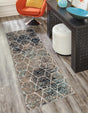 Blue Multicolor 2' 7 x 12' Trellis Frieze Runner Area Rug Geometric Modern Unique Stain Resistant Easy Clean Carpet for Living, Dining, Bedrooms, Office for Sale at Rug Engine