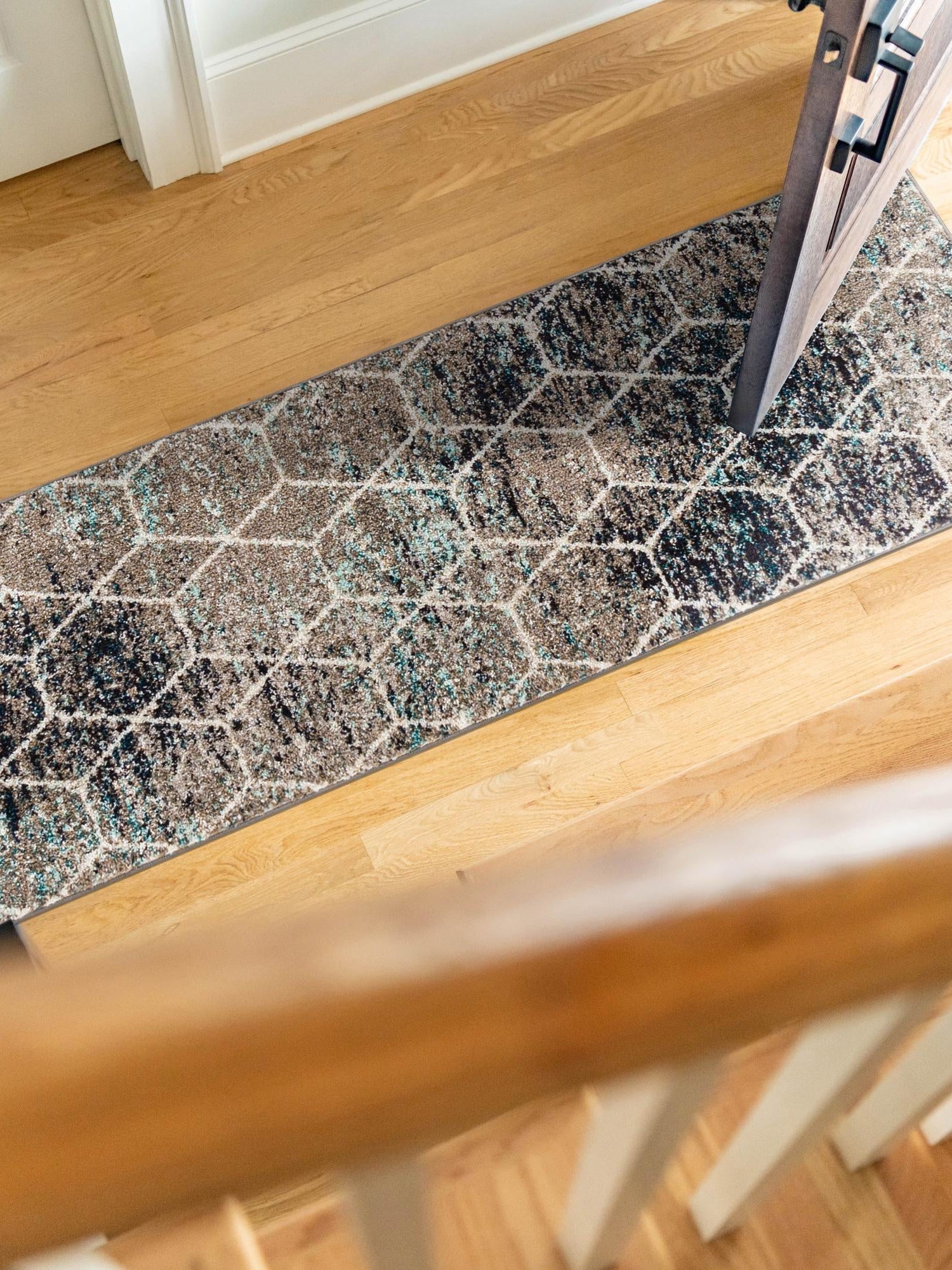 Blue Multicolor 2' x 10' Trellis Frieze Runner Area Rug Geometric Modern Unique Stain Resistant Easy Clean Carpet for Living, Dining, Bedrooms, Office for Sale at Rug Engine