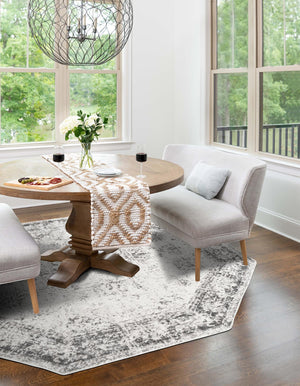 Gray 6' 1 x 6' 1 Sofia Octagon Area Rug Durable Easy Clean Stain Resistant Unique Carpet for Affordable Interior Home Design for Sale at Rug Engine