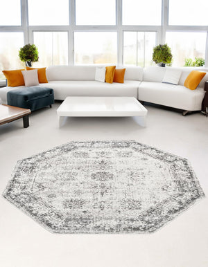 Gray 5' 3 x 5' 3 Sofia Octagon Area Rug Durable Easy Clean Stain Resistant Unique Carpet for Affordable Interior Home Design for Sale at Rug Engine