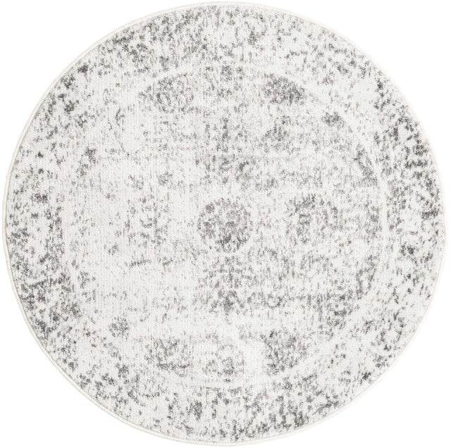 Gray 3' 1 x 3' 1 Sofia Round Area Rug Durable Easy Clean Stain Resistant Unique Carpet for Affordable Interior Home Design for Sale at Rug Engine