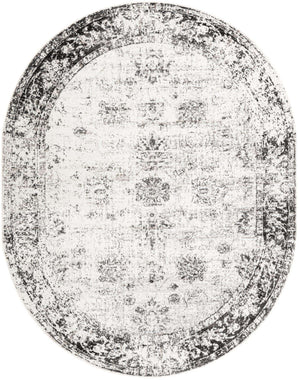Gray 7' 10 x 10' Sofia Oval Area Rug Durable Easy Clean Stain Resistant Unique Carpet for Affordable Interior Home Design for Sale at Rug Engine