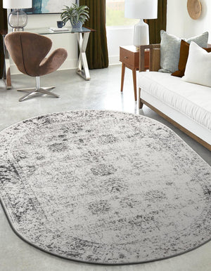 Gray 7' 10 x 10' Sofia Oval Area Rug Durable Easy Clean Stain Resistant Unique Carpet for Affordable Interior Home Design for Sale at Rug Engine