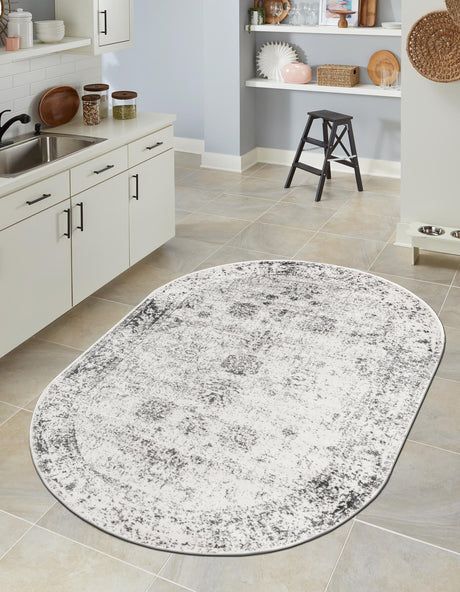 Gray 2' x 3' 1 Sofia Oval Area Rug Durable Easy Clean Stain Resistant Unique Carpet for Affordable Interior Home Design for Sale at Rug Engine
