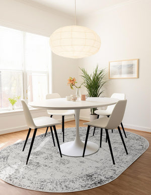 Gray 7' 10 x 10' Sofia Oval Area Rug Durable Easy Clean Stain Resistant Unique Carpet for Affordable Interior Home Design for Sale at Rug Engine