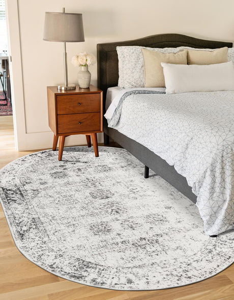 Gray 2' x 3' 1 Sofia Oval Area Rug Durable Easy Clean Stain Resistant Unique Carpet for Affordable Interior Home Design for Sale at Rug Engine