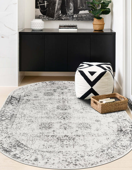 Gray 2' x 3' 1 Sofia Oval Area Rug Durable Easy Clean Stain Resistant Unique Carpet for Affordable Interior Home Design for Sale at Rug Engine