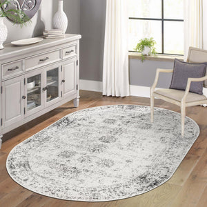 Gray 2' x 3' 1 Sofia Oval Area Rug Durable Easy Clean Stain Resistant Unique Carpet for Affordable Interior Home Design for Sale at Rug Engine