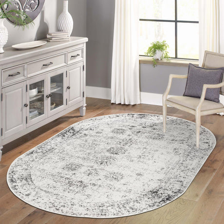 Gray 2' x 3' 1 Sofia Oval Area Rug Durable Easy Clean Stain Resistant Unique Carpet for Affordable Interior Home Design for Sale at Rug Engine