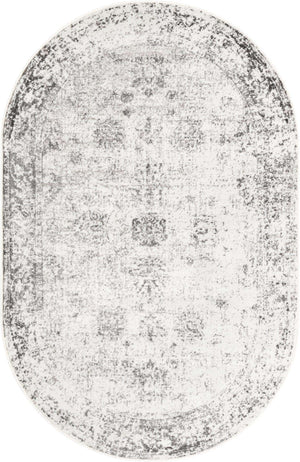 Gray 5' 3 x 8' Sofia Oval Area Rug Durable Easy Clean Stain Resistant Unique Carpet for Affordable Interior Home Design for Sale at Rug Engine