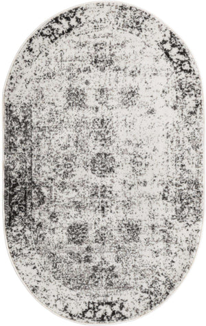 Gray 3' 1 x 5' 3 Sofia Oval Area Rug Durable Easy Clean Stain Resistant Unique Carpet for Affordable Interior Home Design for Sale at Rug Engine