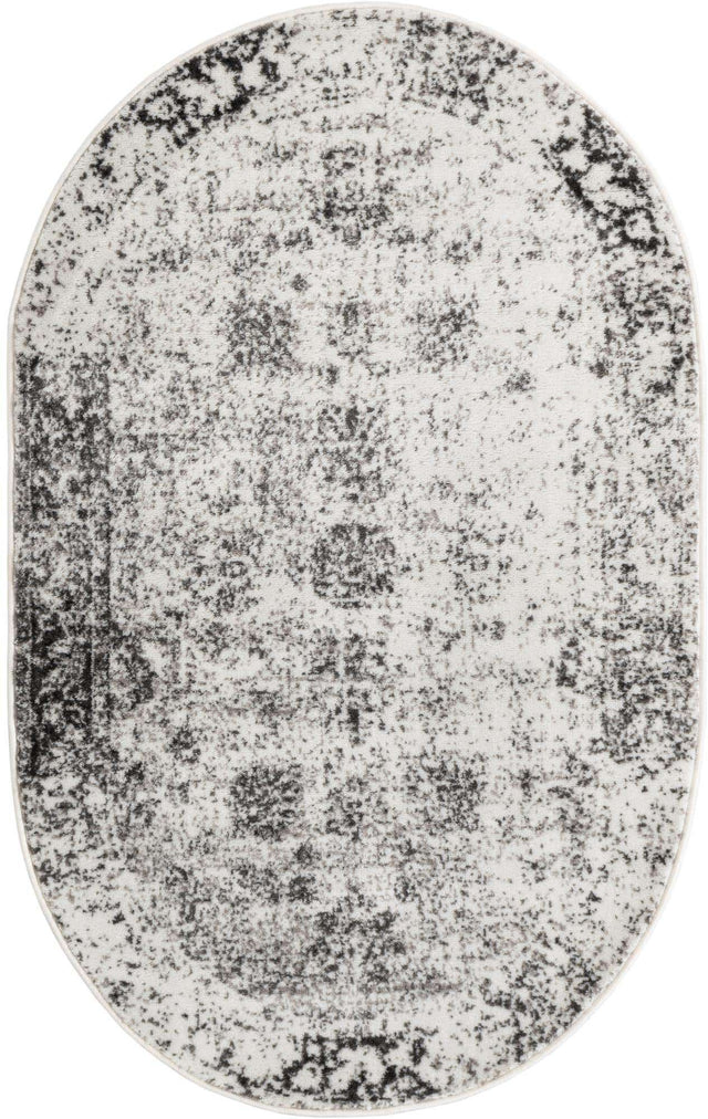 Gray 3' 1 x 5' 3 Sofia Oval Area Rug Durable Easy Clean Stain Resistant Unique Carpet for Affordable Interior Home Design for Sale at Rug Engine