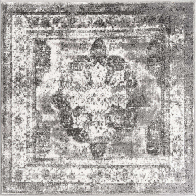 Gray 3' 1 x 3' 1 Sofia Square Area Rug Durable Easy Clean Stain Resistant Unique Carpet for Affordable Interior Home Design for Sale at Rug Engine