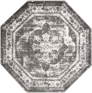 Gray 7' 10 x 7' 10 Sofia Octagon Area Rug Durable Easy Clean Stain Resistant Unique Carpet for Affordable Interior Home Design for Sale at Rug Engine