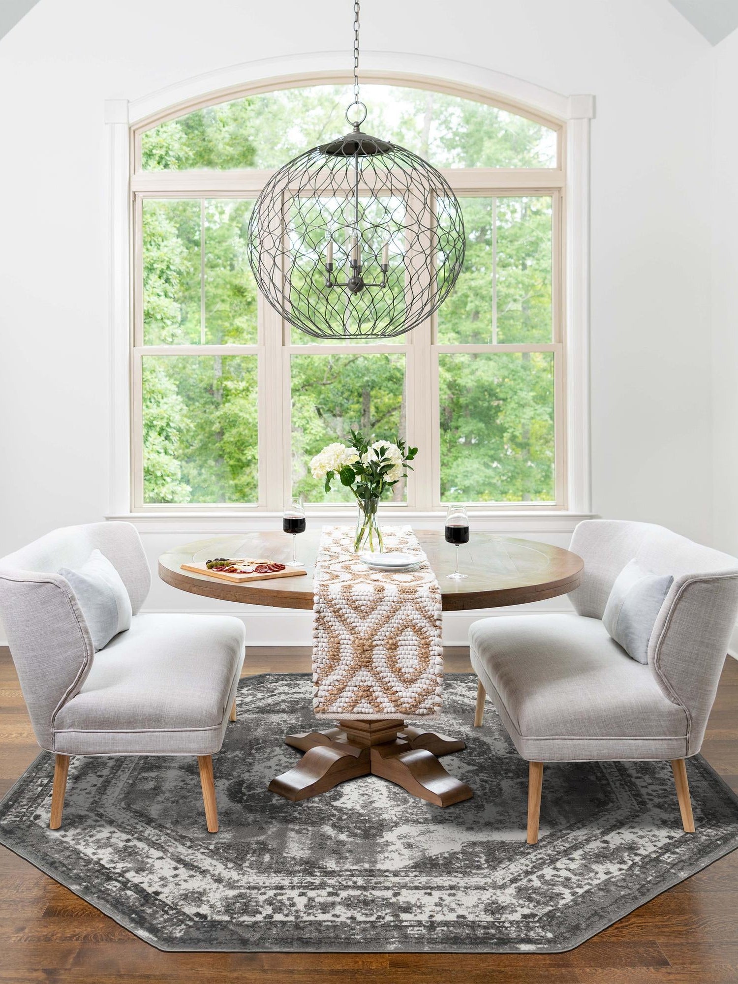 Gray 5' 3 x 5' 3 Sofia Octagon Area Rug Durable Easy Clean Stain Resistant Unique Carpet for Affordable Interior Home Design for Sale at Rug Engine