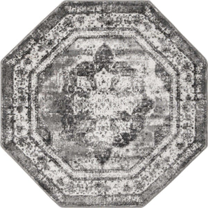 Gray 4' 1 x 4' 1 Sofia Octagon Area Rug Durable Easy Clean Stain Resistant Unique Carpet for Affordable Interior Home Design for Sale at Rug Engine